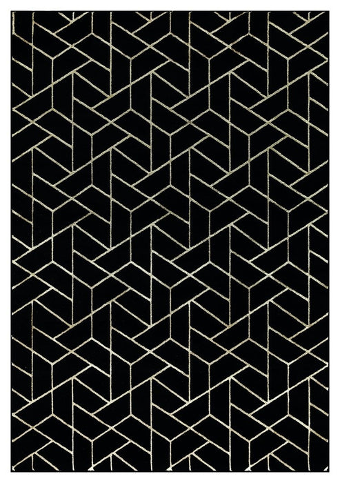 Ritz Geometric Contemporary Rug Gold & Black (V2) homelooks.com