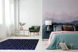 Ritz Geometric Contemporary Rug Gold & Navy (V2) in bedroom homelooks.com