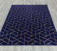 Ritz Geometric Contemporary Rug Gold & Navy (V2) on wooden floor homelooks.com