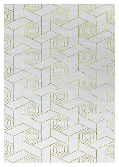 Ritz Geometric Design Rug Gold & Cream homelooks.com