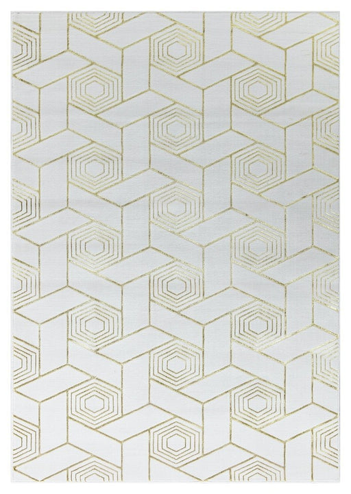 Ritz Geometric Design Rug Gold & Cream homelooks.com
