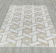 Ritz Geometric Design Rug Gold & Cream on wooden floor homelooks.com