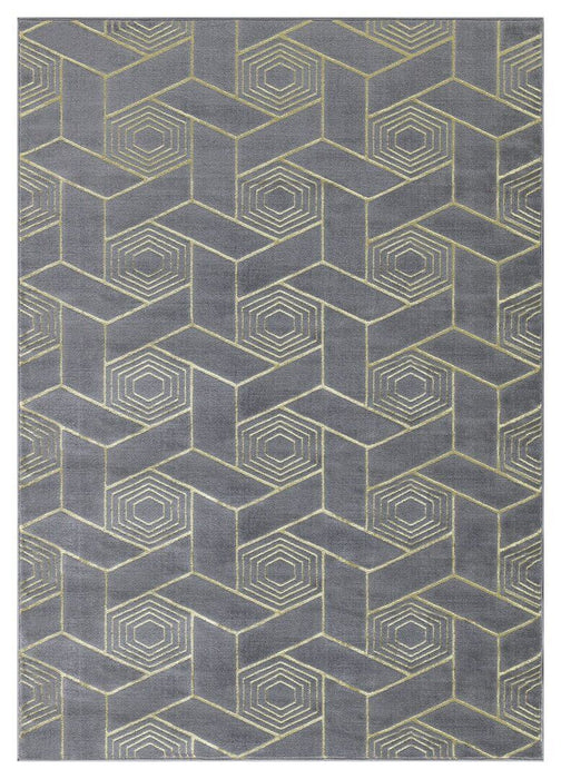 Ritz Geometric Design Rug Gold & Grey homelooks.com
