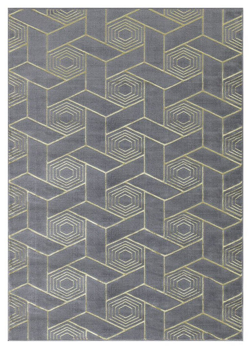 Ritz Geometric Design Rug Gold & Grey homelooks.com