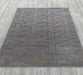 Ritz Geometric Design Rug Gold & Grey on wooden floor homelooks.com