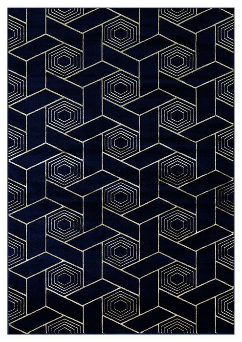 Ritz Geometric Design Rug Gold & Navy homelooks.com
