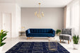 Ritz Geometric Design Rug Gold & Navy in living room homelooks.com