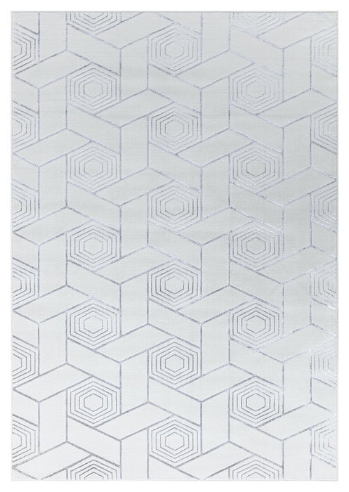 Ritz Geometric Design Rug Silver & Cream homelooks.com