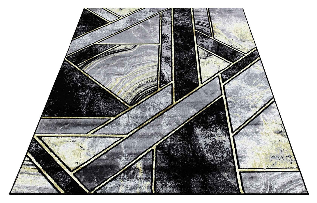 Ritz Geometric Modern Rug Gold & Black (V1) over-view homelooks.com