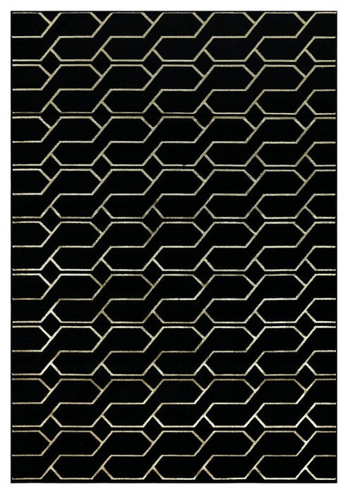 Ritz Geometric Modern Rug Gold & Black (V2) homelooks.com