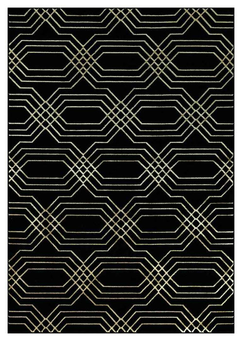 Ritz Geometric Modern Rug Gold & Black (V3) homelooks.com