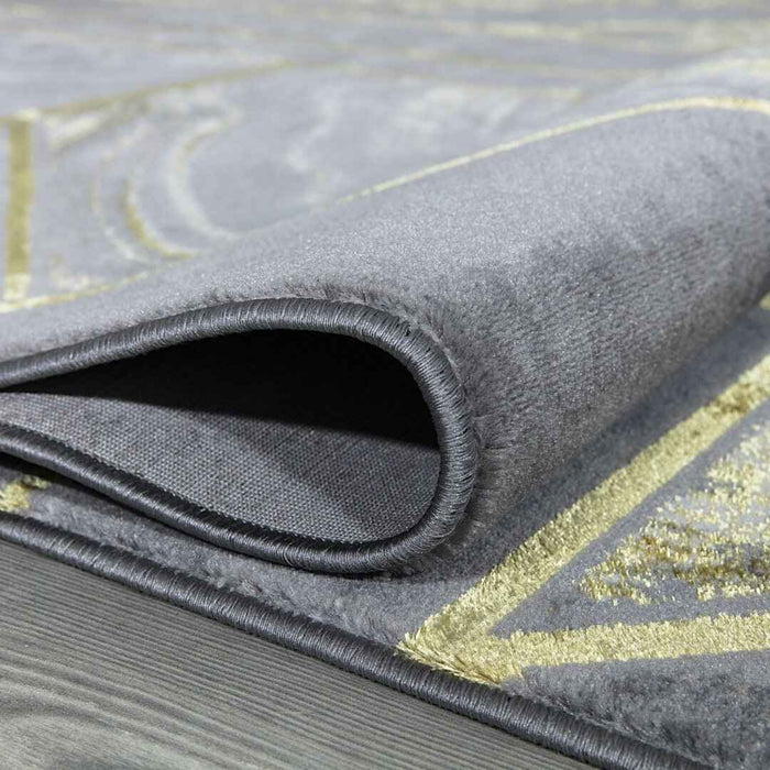 Ritz Geometric Modern Rug Gold & Grey (V1) folded homelooks.com