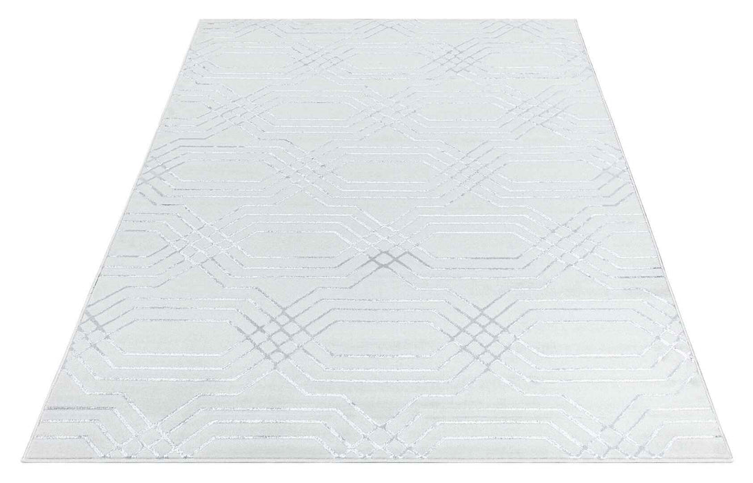 Ritz Geometric Modern Rug Silver & Cream (V1) over-view homelooks.com