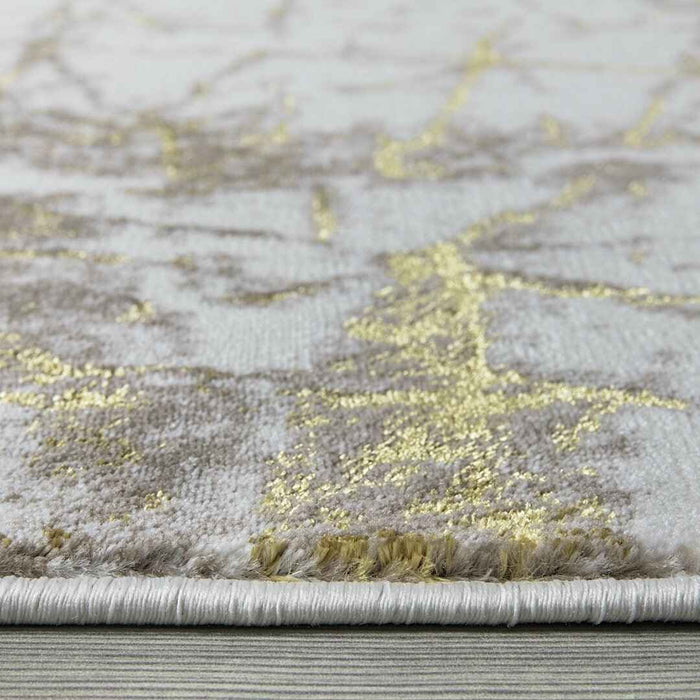 Ritz Marble Design Rug Gold & Cream pile height homelooks.com