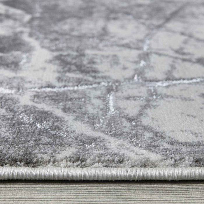Ritz Marble Design Rug Silver & Cream pile height homelooks.com