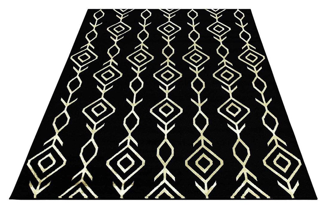 Ritz Moroccan Contemporary Rug Gold & Black over-view homelooks.com