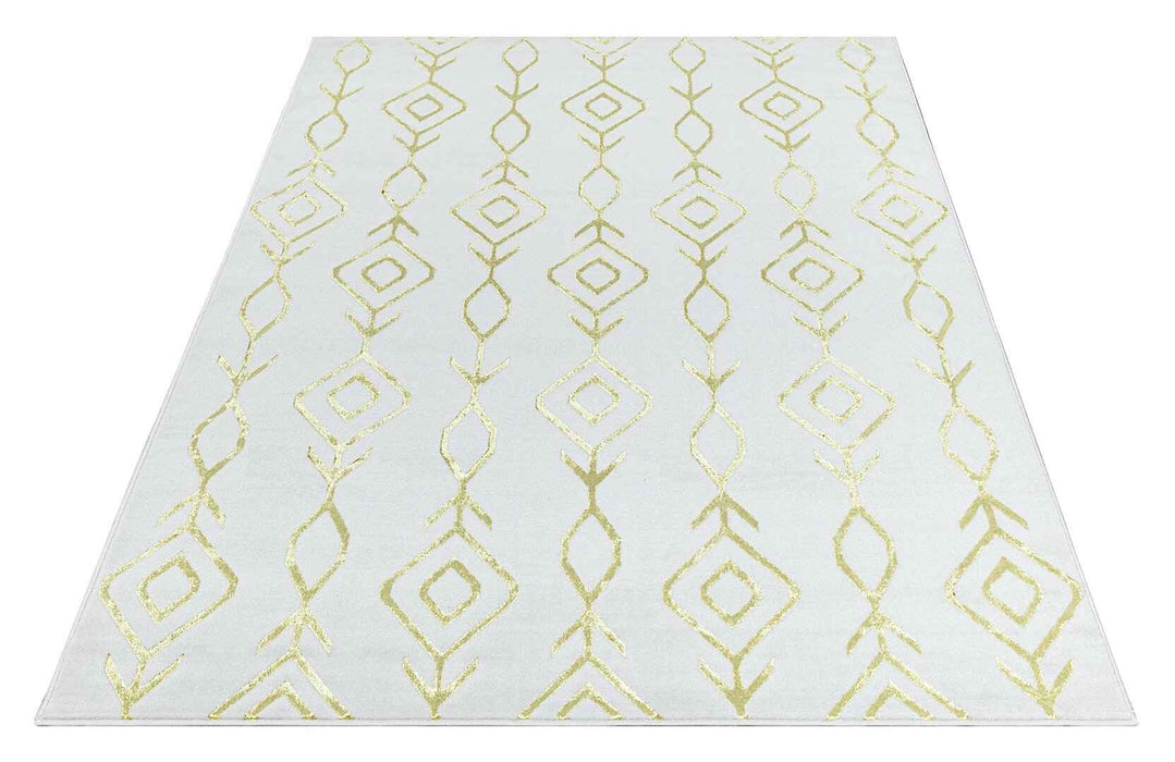 Ritz Moroccan Contemporary Rug Gold & Cream over-view homelooks.com