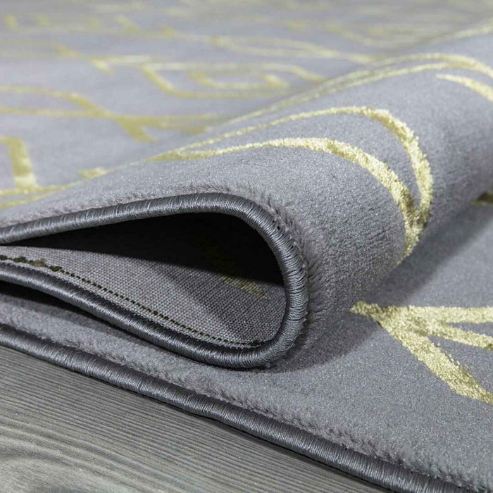 Ritz Moroccan Contemporary Rug Gold & Grey folded homelooks.com