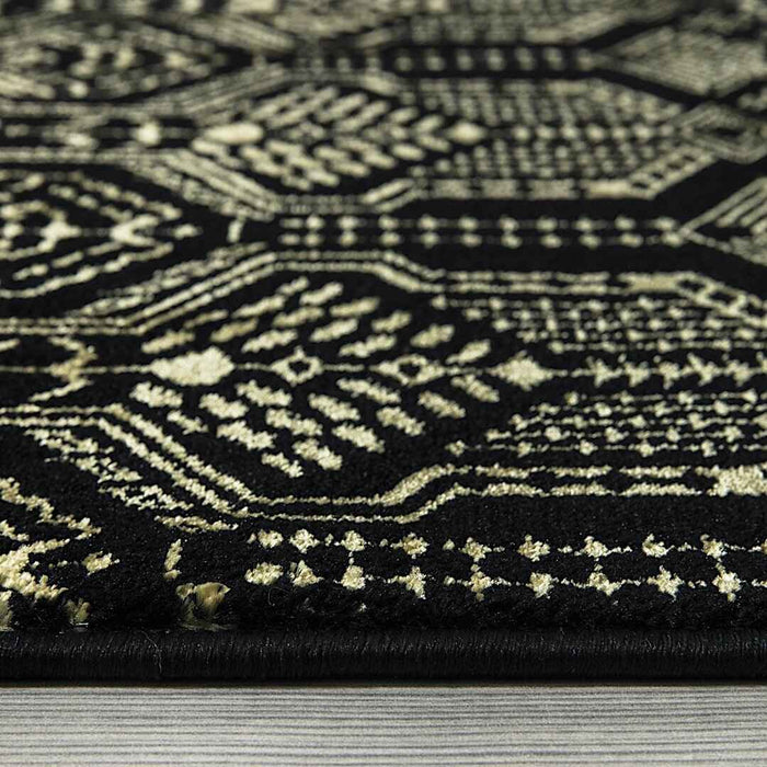 Ritz Moroccan Style Rug Gold & Black pile height homelooks.com
