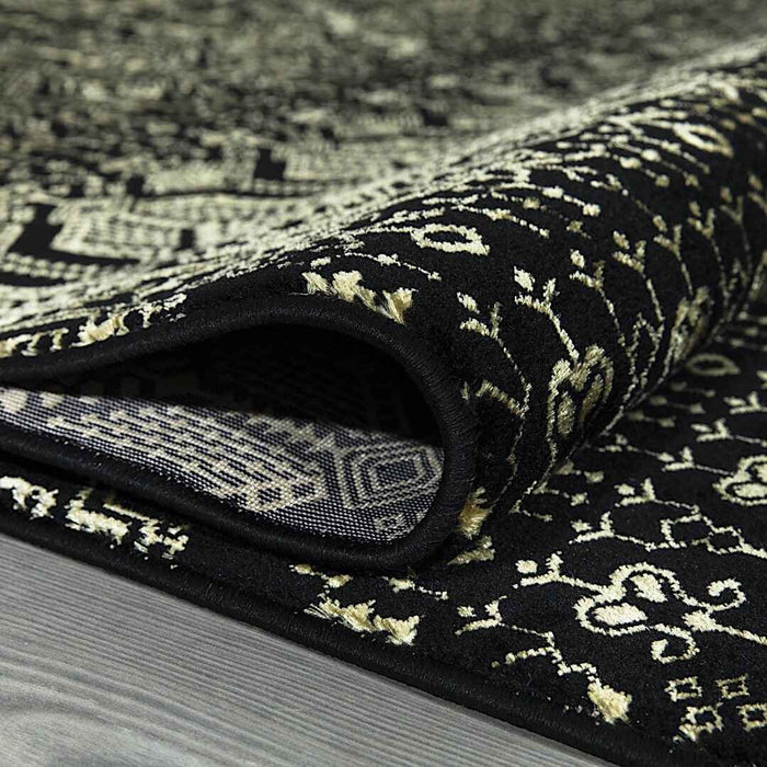 Ritz Moroccan Style Rug Gold & Black folded homelooks.com