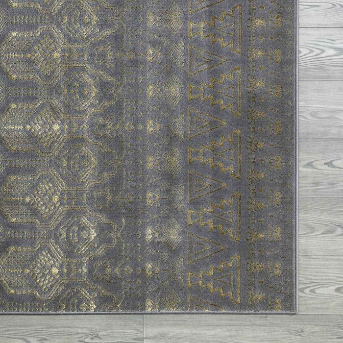Ritz Moroccan Style Rug Gold & Grey corner view homelooks.com