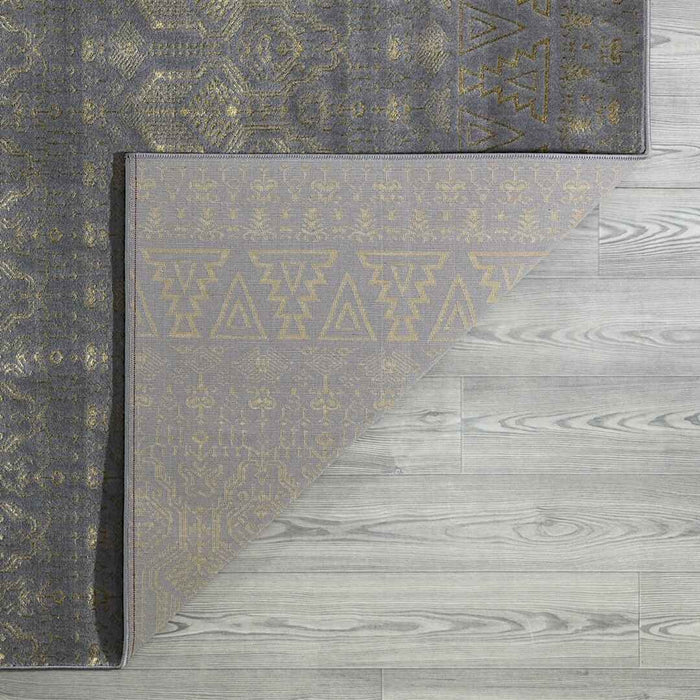 Ritz Moroccan Style Rug Gold & Grey folded corner homelooks.com