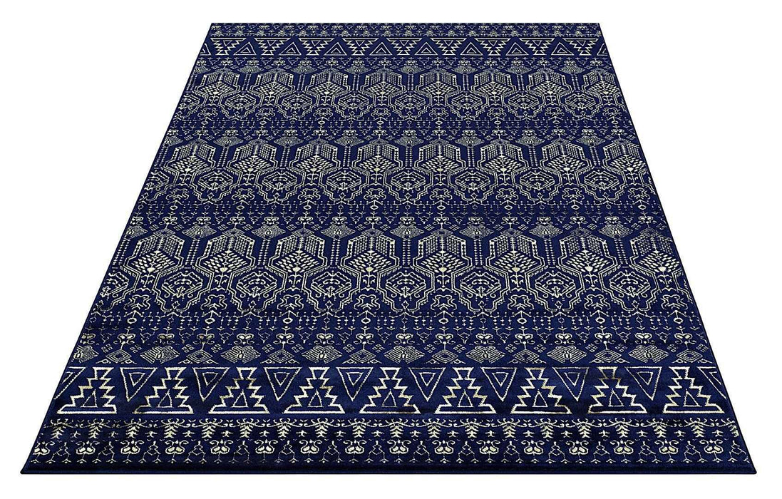Ritz Moroccan Style Rug Gold & Navy over-view homelooks.com