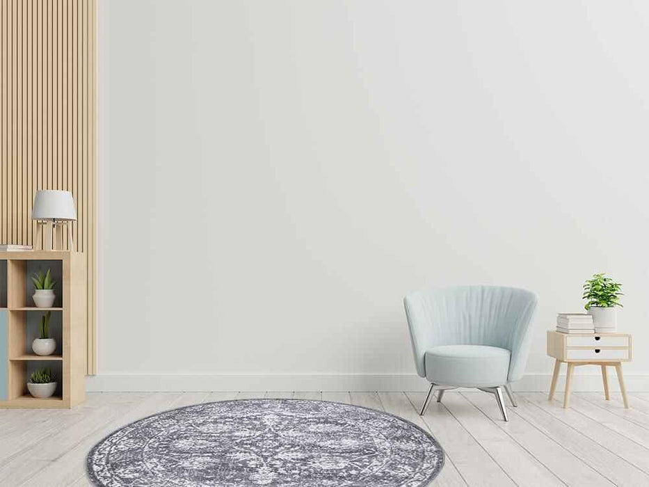 Santorini Traditional Floral Round Rug in living room homelooks.com