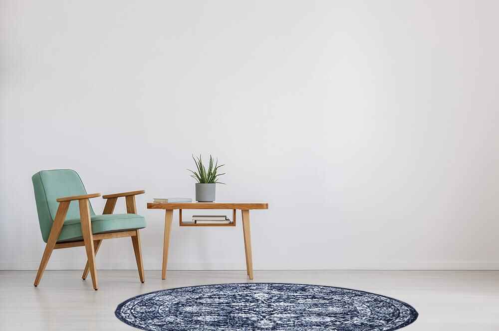 Santorini Traditional Floral Round Rug (V2) in minimalistic space homelooks.com