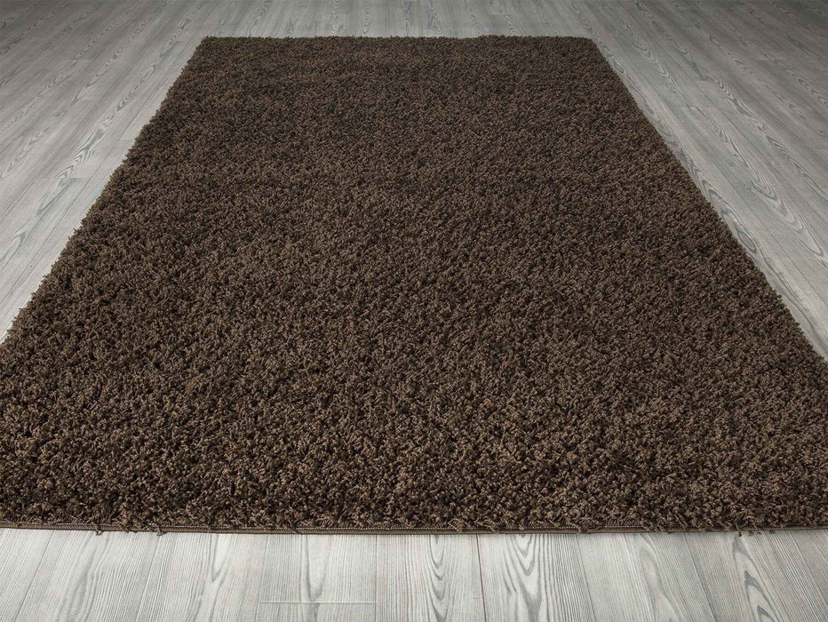 Shaggy Plain Brown Rug over-view homelooks.com