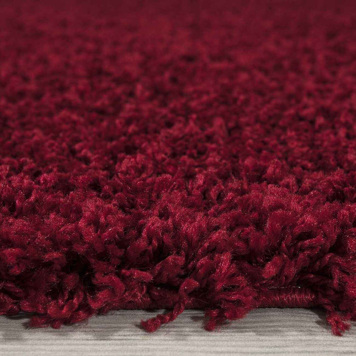 Shaggy Plain Red Rug pile height homelooks.com