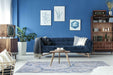 Stratus Circular Rug Blue in living room homelooks.com