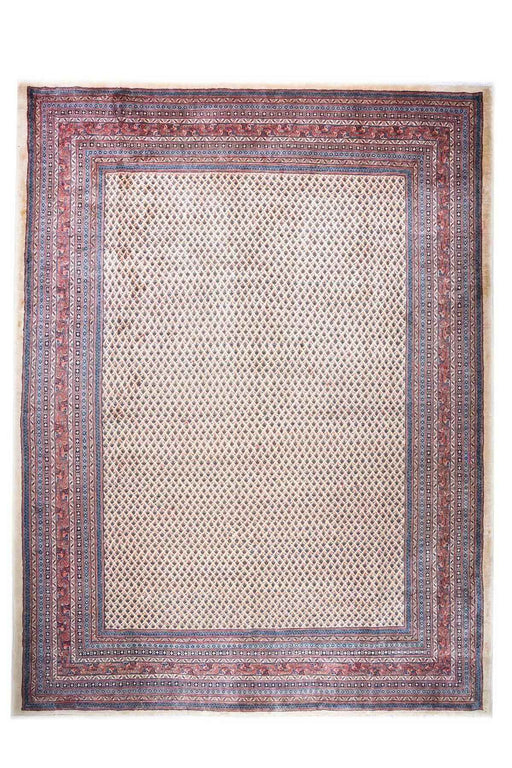 Traditional Handmade Wool Floral Antique Oriental Rug in Cream 387x300 CM homelooks.com