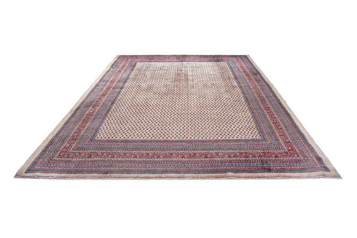 Traditional Handmade Wool Floral Antique Oriental Rug in Cream 387x300 CM over-view homelooks.com