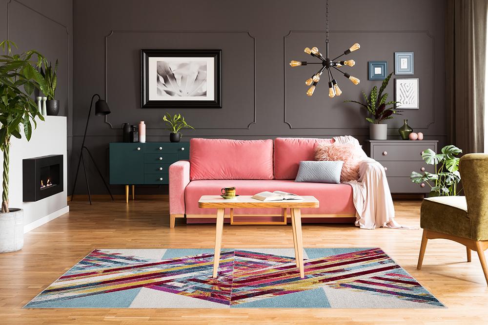 Amsterdam Geometric Design Rug V1 in living room homelooks.com