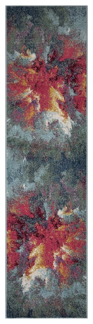 Full-length view of the colorful Amsterdam Paradise design rug with an abstract explosion of colors www.homelooks.com