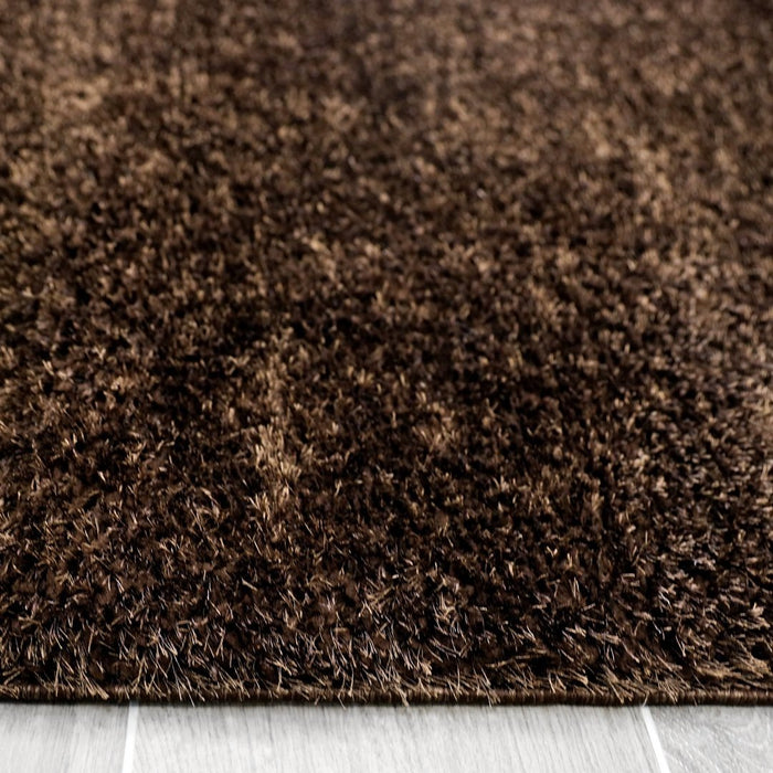 Puffy Shimmer Brown Shaggy Rug pile height www.homelooks.com