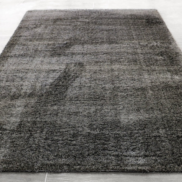 Puffy Shimmer Dark Grey Shaggy Rug over-view www.homelooks.com