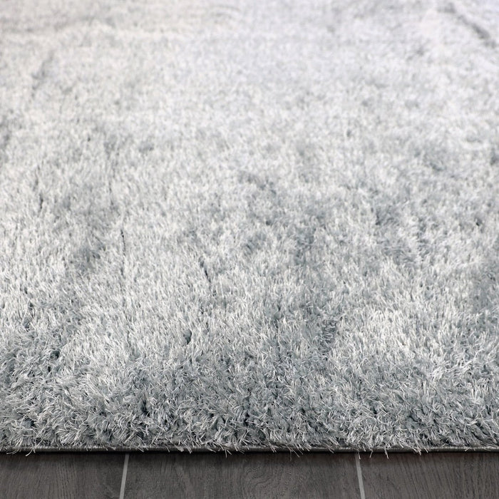 Puffy Shimmer Grey Shaggy Rug pile height www.homelooks.com