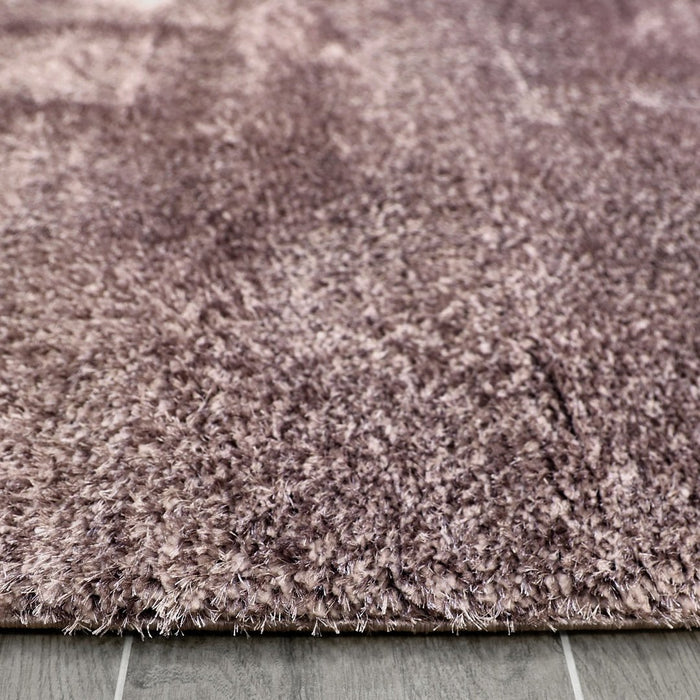 Puffy Shimmer Lilac Shaggy Rug pile height www.homelooks.com