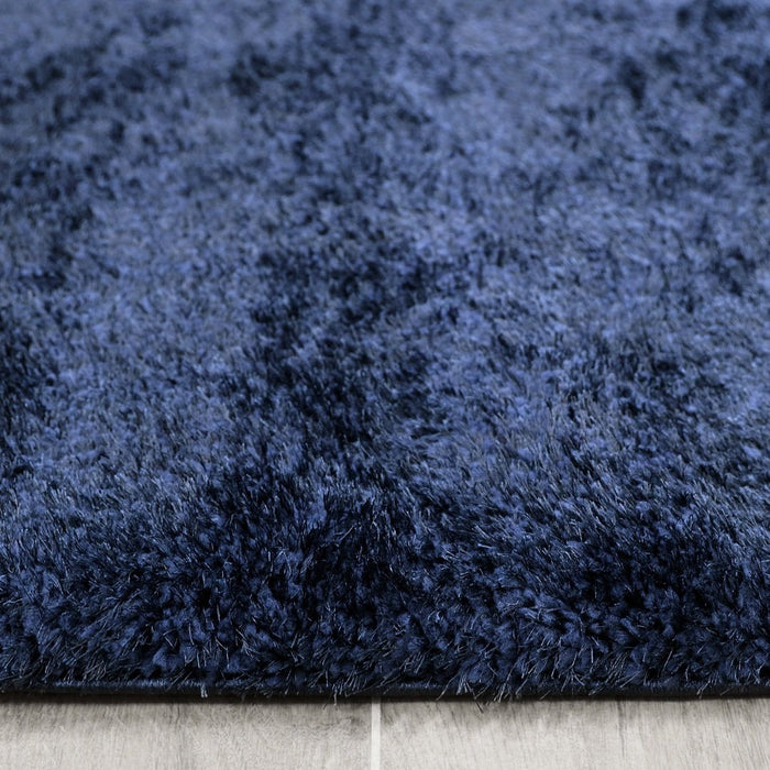 Puffy Shimmer Navy Shaggy Rug pile height www.homelooks.com