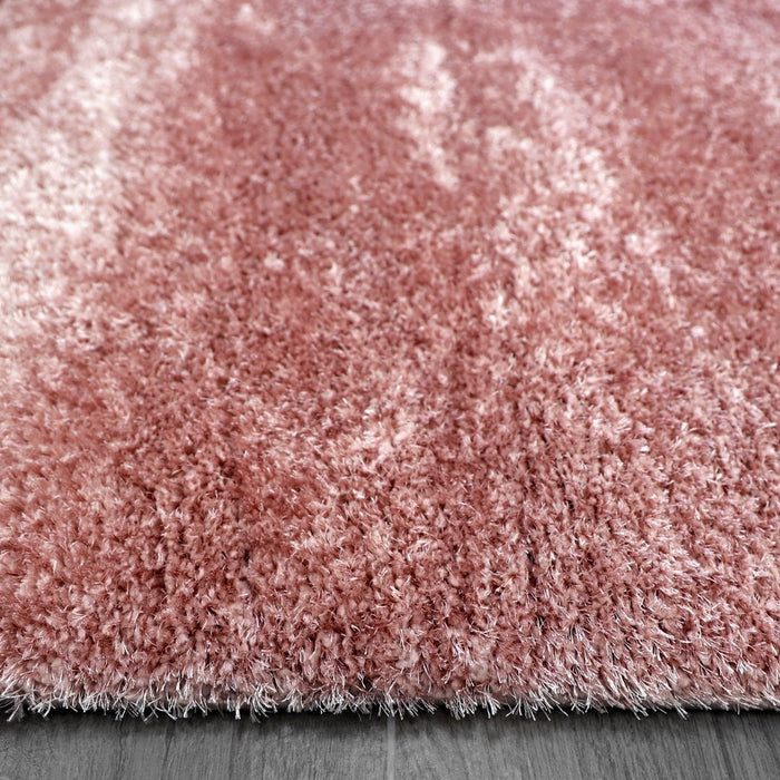 Puffy Shimmer Pink Shaggy Rug pile height www.homelooks.com