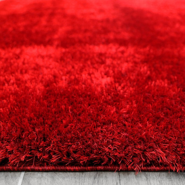 Puffy Shimmer Red Shaggy Rug pile height www.homelooks.com