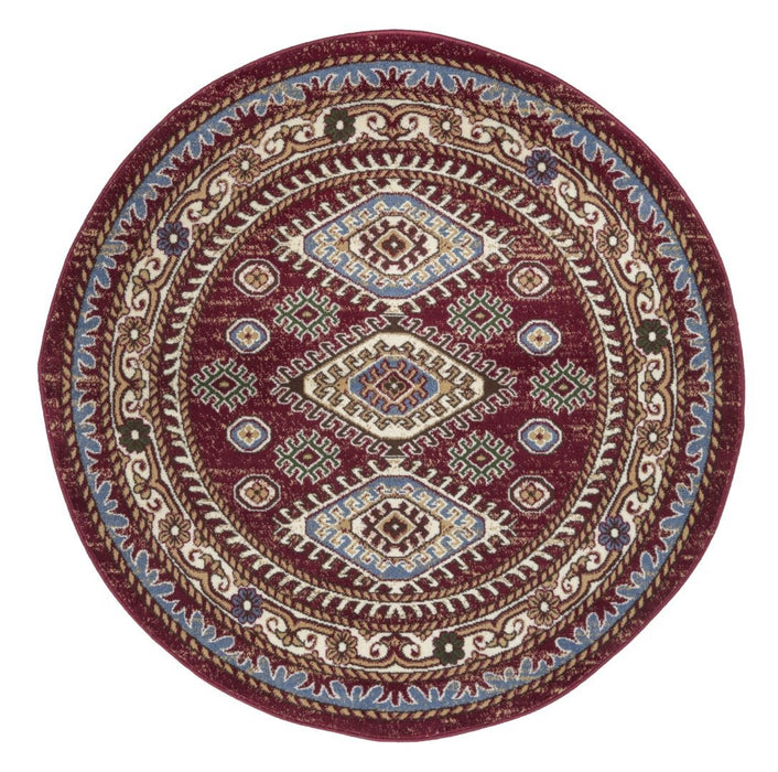 Qashqai Multi Medallion Round Rug over-view www.homelooks.com