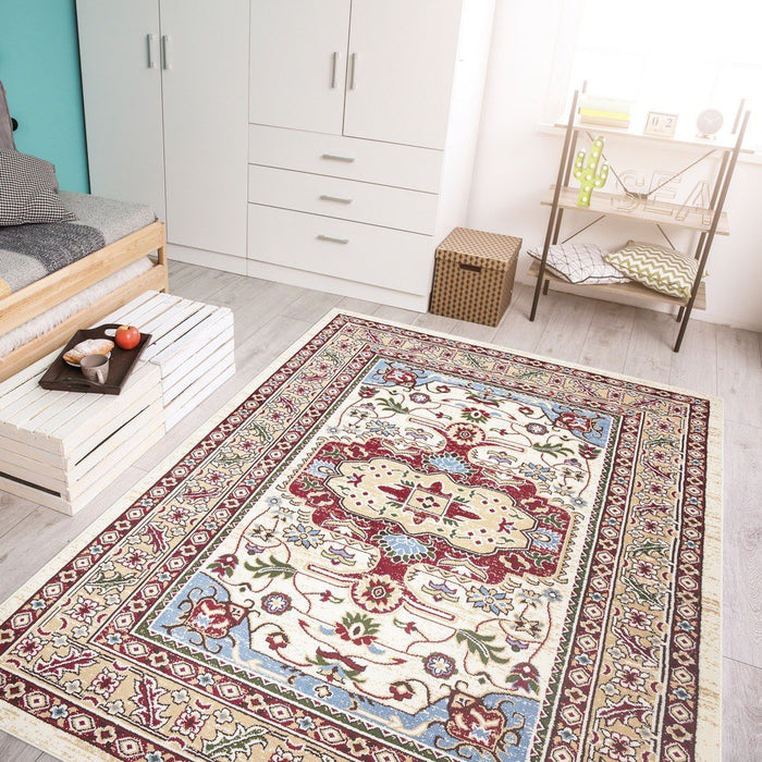 Qashqai Traditional Rug in bedroom www.homelooks.com