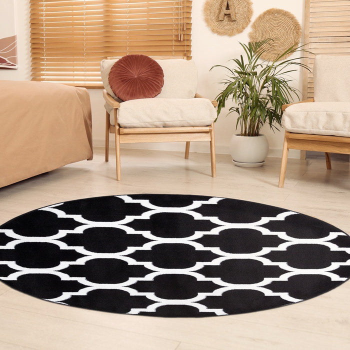 Trendy Moroccan Rug V2 round rug in living room homelooks.com