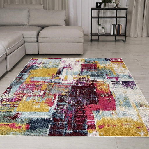Venus Abstract Design Colourful Rug (V1) in living room homelooks.com